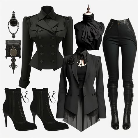 Edgy Capsule Wardrobe, Edgy Work Outfits, Office Wear For Women, Goth Office, Corporate Goth, Black Clothes, Office Wear Women, Fandom Outfits