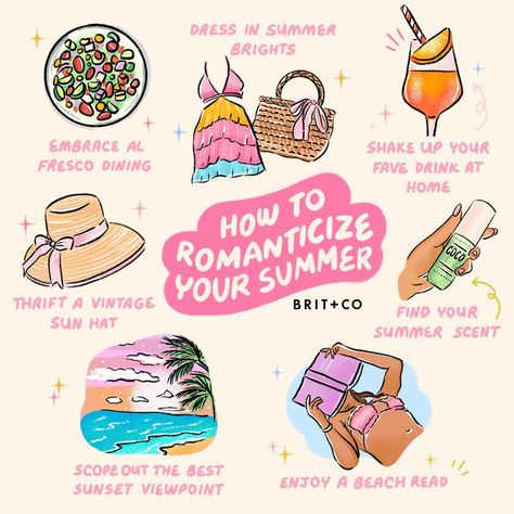 It's *finally* summer⁠! ☀️ In honor of the sunniest season, we're sharing all of the best tips to romanticize your life this summer ✨ SAVE this post to make the most of the summer months!⁠ ⁠ embrace al fresco dining 🍽️ ⁠ dress in summer brights 👗 ⁠ shake up your fave drink at home 🍹 ⁠ thrift a vintage 👒 ⁠ find your summer scent ✨ ⁠ scope out the best sunset viewpoint 🌅 ⁠ enjoy a beach read 📚 ⁠ ⁠ #romanticizeyourlife #thingstodo #selfcare #wellness #summer #selflove #summerequinox #thrifting Seasonal Witchcraft, Summer Equinox, Mermaid Summer, Romanticize Your Life, Drink At Home, Beach Read, Cute Camera, Summer Scent, Best Sunset