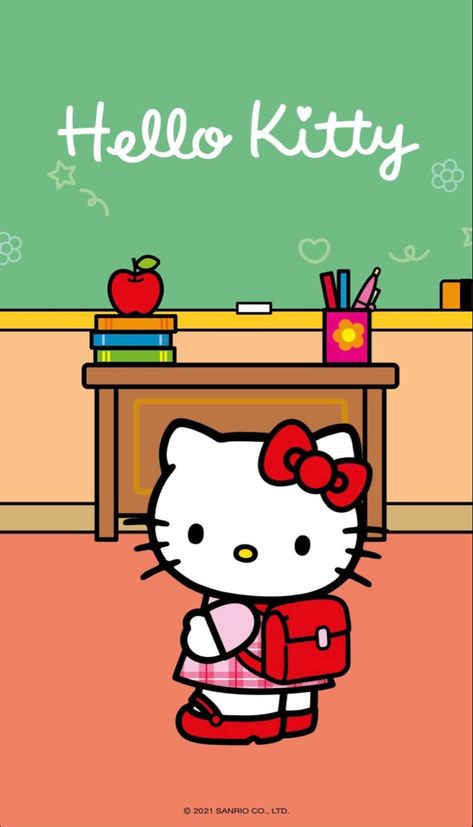 Back To School Wallpaper, Hello Kitty School, Diy Hello Kitty, Hello Kitty Images, Kitty Images, Hello Kitty Coloring, Hello Kit, Hello Kitty Party, Hello Kitty Art