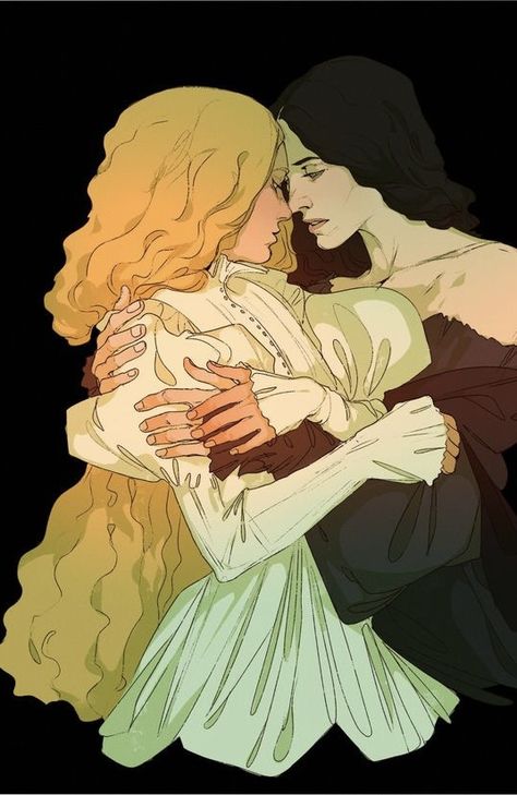 Vampire And Werewolf Couple, Sapphic Halloween, Doomed Yuri, Carmilla And Laura, Character Tropes, Vampires And Werewolves, Lesbian Art, Vampire Art, Dragon Rider