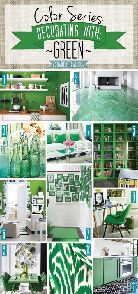 Decorating With Green, Home Colour Design, Green Inspiration, Green Paint Colors, Green Home Decor, Green A, Home Color, Green Decor, Green Rooms