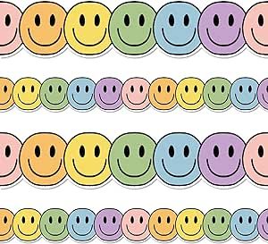 Whaline 32.8Ft Boho Happy Face Bulletin Board Border Pastel Color Smile Face Die Cut Trim Border Roll for Classroom Chalkboard School Classroom Chalkboard, Bulletin Board Borders, Future Classroom, Happy Face, Presentation Board, Smile Face, School Office, Bulletin Boards, Bulletin Board