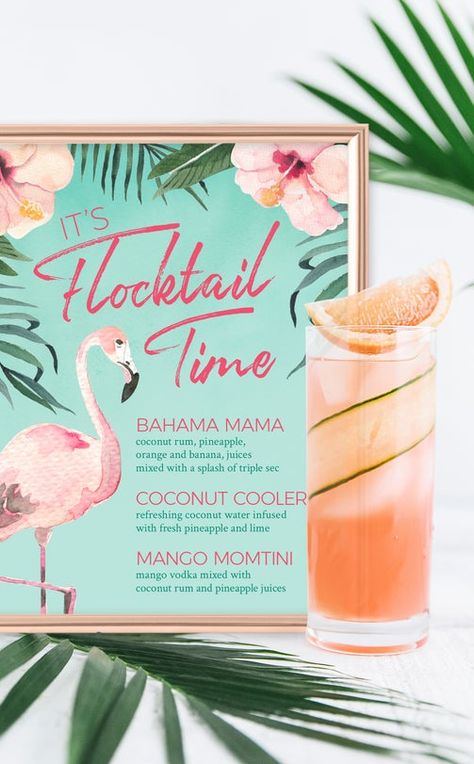 Let's Flamingle Bridal Shower and Bachelorette Party Flamingo Theme – ARRA Creative Bridal Shower Display, Tropisk Fest, Flamingo Cocktail, Flamingle Bachelorette, Printable Flamingo, Mango Vodka, Flamingle Party, Pink Flamingo Party, Flamingo Themed Party