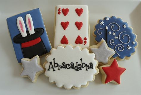 Magician Cookies | Flickr - Photo Sharing! Magician Cake, Magician Birthday Party, Shared Birthday Parties, Magic Cookies, Magician Party, Magic Birthday Party, Magic Birthday, Magic Theme, Disney Cookies