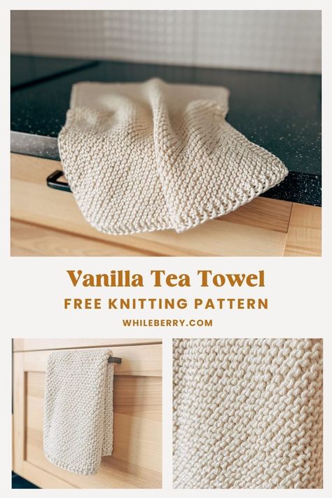 Free Easy Basic Kitchen Towel Knitting Pattern for Beginners - Vanill Tea Towel — Whileberry | Modern Knitting Patterns, Classes and Tutorials Free Knitting Pattern For Beginners, Cashmere Yarn Knitting Patterns, Kitchen Towel Knitting Pattern Free, Easy Knit Christmas Gifts, Easy Knitted Gifts, Beginner Knitting Projects Free, Quick Knitting Projects Free, Knitting Starting, Easy Knitting Projects For Beginners