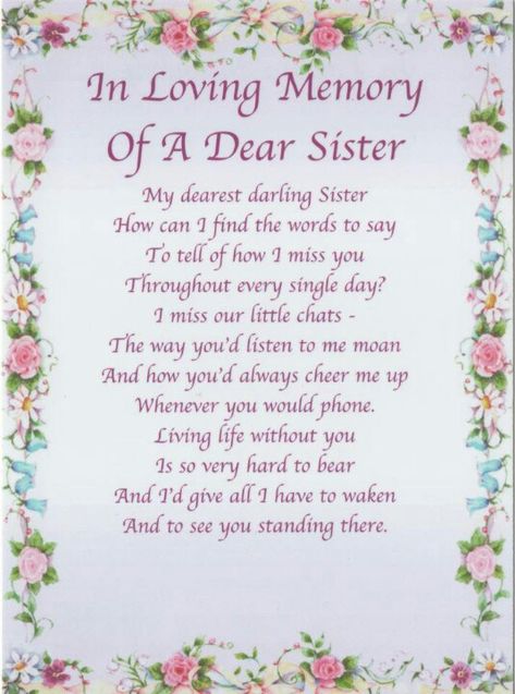 In Loving Memory Of My SISTER, Prayers For Sister, Quotes Sister, Sister In Heaven, I Miss My Sister, Happy Birthday In Heaven, In Loving Memory Quotes, Sister Poems, Missing Quotes, Sister Birthday Quotes