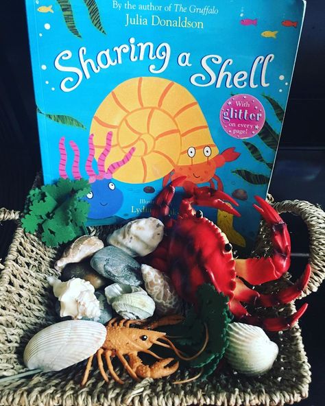 Eyfs Storytelling, Seaside Eyfs Activities, Under The Sea Eyfs, Sharing A Shell, Story Baskets, June Activities, Ocean Theme Preschool, Song Books, Morning Basket