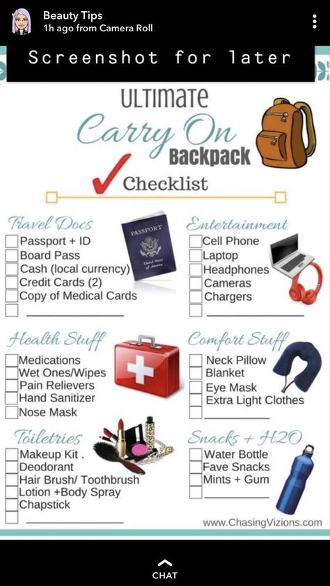 Carry On Checklist, Backpack Checklist, Roadtrip Tips, Travel Packing Checklist, Carry On Backpack, Voyage New York, Travel Bag Essentials, Road Trip Packing, Packing Checklist