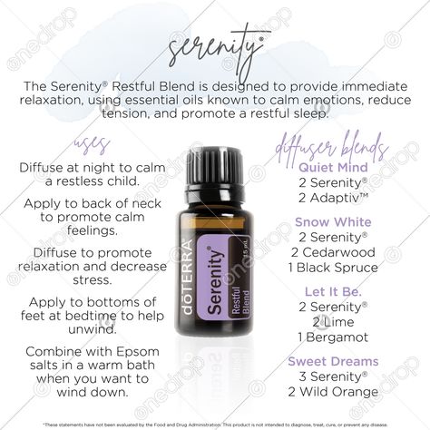 Brittany font Collection of Oilshttps://bit.ly/3nib37YThe dōTERRA Serenity Restful Blend is designed to provide immediate relaxation, usingessential oils known to calm emotions, reduce tension, and promote a restful sleep.Main Benefits:—Calms the senses—Reduces feelings of tension—Helps creat... #serenity #sleep #how to use serenity #ways to use serenity #serenity uses #serenity benefits #Jan Kohler #oils for sleep #wellnessadvocate #doterra #wellnessstockphotos #onedropdesigns #doterrawellnessa Brittany Font, Serenity By Jan, Balance Doterra, Serenity Essential Oil, Doterra Serenity, Doterra Balance, Doterra Blends, Doterra Oil, Diy Essential Oil Recipes