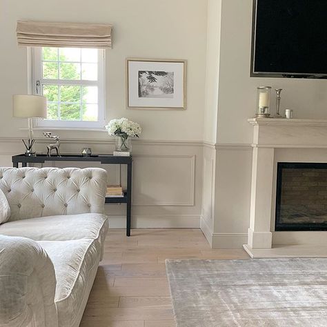 Panelling colour is Farrow & Ball Skimming Stone Farrow And Ball Living Room, Living Room Panelling, Comfy Lounge, Home Office Accessories, Name Change, Elegant Living, Living Room Inspo, Holiday Time, Living Room Paint