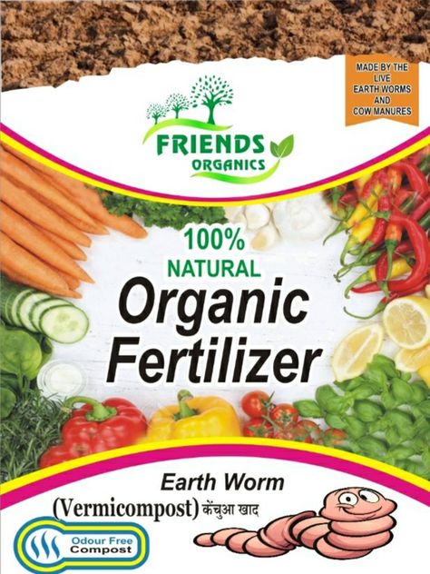 Vermicompost is an organic manure (bio-fertilizer) produced as the vermicast by earth worm feeding on biological waste material. This compost is an odorless, clean, organic material containing adequate quantities of N, P, K and several micronutrients essential for plant growth. Compost Packaging, Earth Worm, Live Earth, Cow Manure, Waste Material, Worm Farm, Natural Fertilizer, Earthworms, Plant Growth