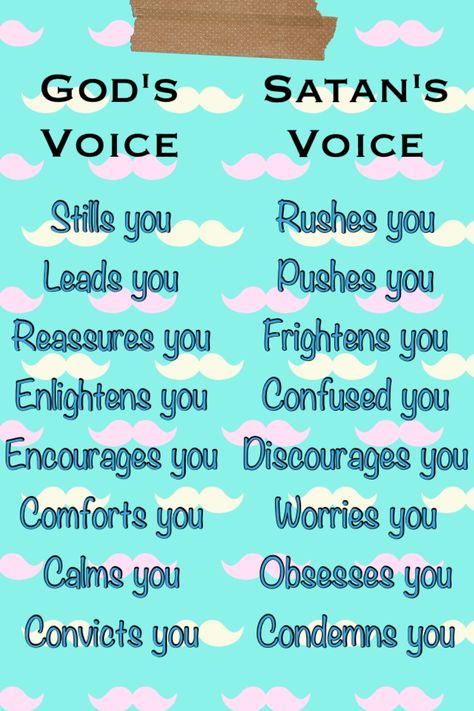 The beautiful difference between GOD's Voice vs. satan's Voice. ... Except, I'm not scared of Satan, because GOD is with me and beside me at all times. We don't have to be afraid of satan, because GOD IS ALWAYS With us And Beside us. ... Know the difference. I Love the LORD GOD With Everything I Have And Everything I Am!!!!!!!!!! The LORD GOD IS My EVERYTHING!!!!!! <3 <3 <3 <3 <3 <3 <3 <3 <3 <3 <3 <3 <3 <3 <3 <3 <3 <3 <3 <3 <3 <3 <3 <3 <3 <3 <3 <3 <3 <3 <3 <3 <3 <3 <3 :-D :D :-) :) :-} :} :-] :] God's Voice, Chevron Crochet, Ayat Alkitab, Blog Ideas, Meditation Space, Verse Quotes, Christian Inspiration, Bible Inspiration, Christian Life