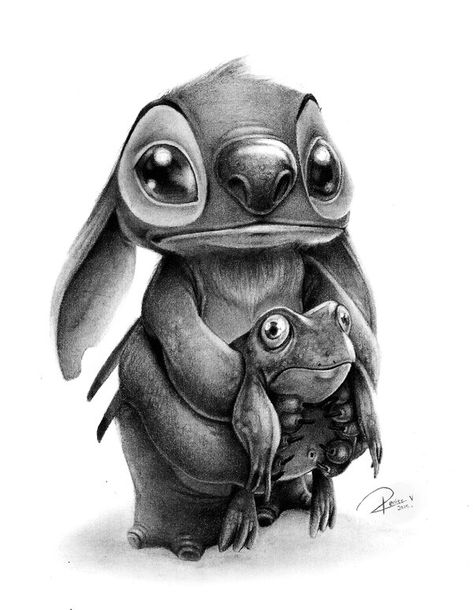 Stitch / Disney by reniervivas666.deviantart.com on @DeviantArt Disney Drawings Sketches, Desen Realist, Stitch Drawing, Disney Art Drawings, Arte Sketchbook, Art Drawings Sketches Creative, Disney Stitch, Animal Sketches, Tattoo Design Drawings