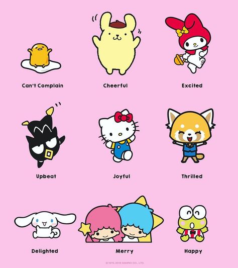 Hello Kitty & Friends on Instagram: “And you what is your Friday #mood? 😌💖 Have a cute weekend you all 🌟 #friyay #sanrio #hellokitty #weekendvibes” All Hello Kitty Characters, Hulk Character, 헬로키티 배경화면, Circus Characters, Friday Mood, Beach Icon, Character Personality, Hello Kitty Characters, Hello Kitty Backgrounds