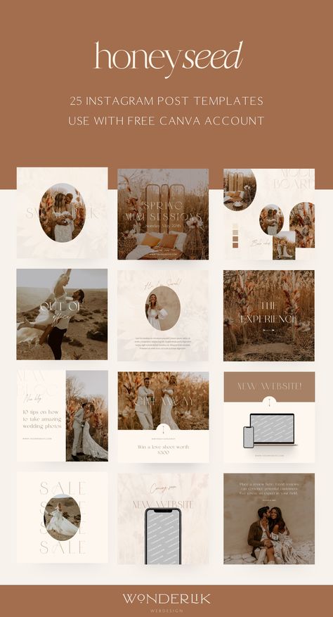 Boho Instagram post templates for photographers, wedding planners and other creatives. To be used with free Canva account. Boho Instagram Feed, Minimal Instagram Post, Bohemian Instagram, Minimal Instagram, Boho Photography, Bubble Letter Fonts, Boho Instagram, Font Bubble, Instagram Font