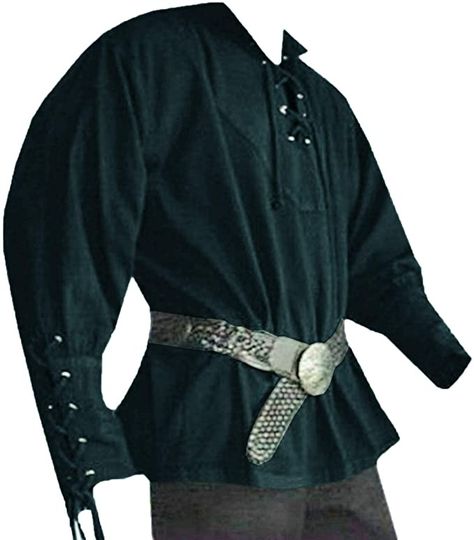 Amazon.com: Karlywindow Men's Medieval Lace Up Pirate Mercenary Scottish Wide Cuff Shirt Costume Black : Clothing, Shoes & Jewelry Scottish Costume, Pirate Shirts, Costume Shirts, Shirt Cuff, Medieval Fashion, Wide Cuff, Costume Outfits, Leather Shorts, Lace Shirt