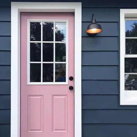 20+ Front Door Colors for a Blue House (Unique Ideas) • Creatively Living Blog Pintu Interior, Best Front Door Colors, Pink Front Door, Red Paint Colors, Exterior House Color, Sea Serpent, Pink Door, Sherwin Williams Paint Colors, Exterior Paint Colors For House