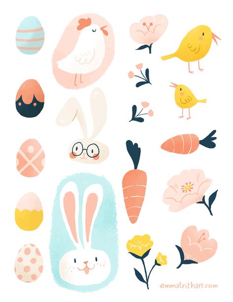 FREE easter sticker printables {emma trithart} Spring Printables Free, Candy Easter Basket, Easter Illustration, Spring Printables, Easter Stickers, Easter Inspiration, Easter Gift Baskets, Easter Printables, Easter Design