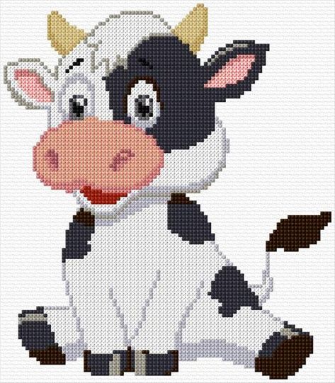 Bull-Calf|54|4555|x-stitch|10 Free Patterns Online Cute Cow Cross Stitch, Cow Cross Stitch Pattern, Cow Cross Stitch, Cross Stitch Cow, Cross Stitch Calculator, Dmc Cross Stitch, Kids Sewing, Animal Cross Stitch Patterns, Baby Cross