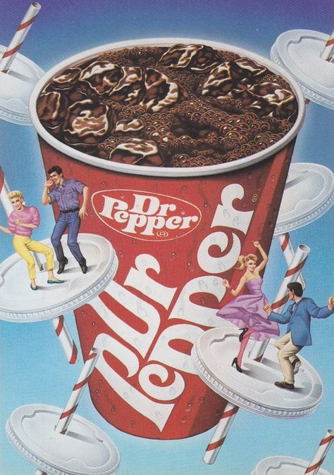 the Dr. Pepper dance متحف فني, Dibujos Pin Up, Retro Ads, Airbrush Art, Dr Pepper, Old Ads, Vintage Poster Art, Retro Wallpaper, Picture Collage