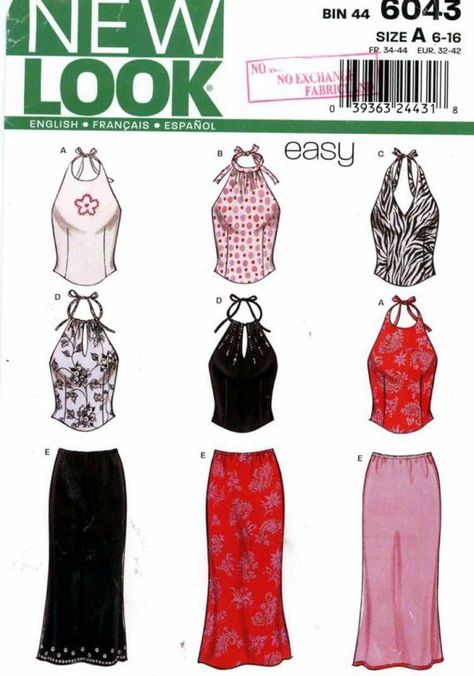 Halter Top And Skirt, Halter Top Pattern, Upcycle Clothes Diy, Diy Vetement, Sewing Design, Diy Sewing Clothes, Halter Tops, Clothes Sewing Patterns, Fashion Sewing Pattern