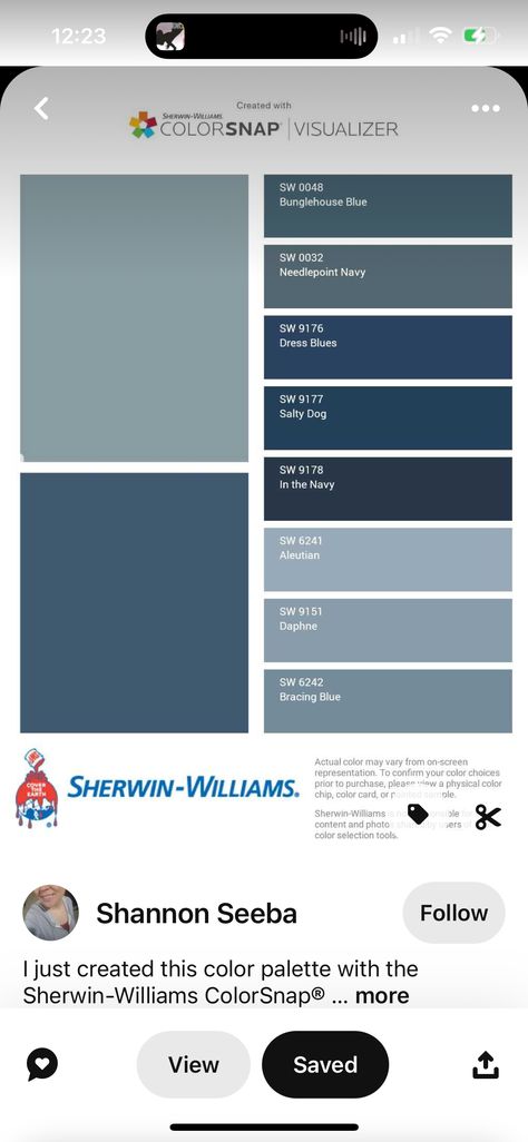 Sw Blue Paint Colors, Smokey Blue Paint, Blue Color Pallet, Blue Paint Colors, Salty Dog, Sherwin Williams Paint Colors, Blue Paint, Color Pallets, Sherwin Williams