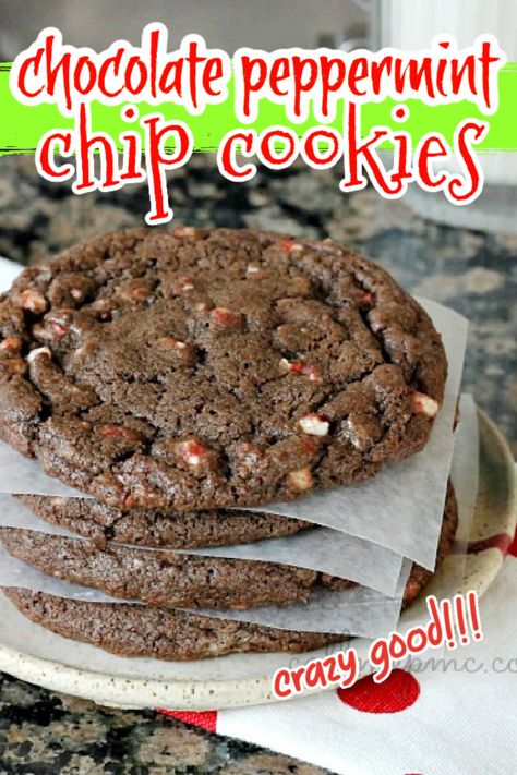 Peppermint Chip Cookies, Peppermint Bark Cookies, Holiday Desert Recipes, Christmas Cookie Tray, Peppermint Bark Cookie, Milk Chocolate Recipes, Dark Chocolate Recipes, Chocolate Peppermint Bark, Cacao Recipes