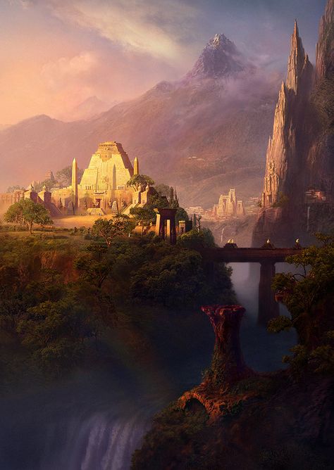 Lost City Of Atlantis, Fantasy City, Fantasy Setting, Fantasy Places, Ancient City, Matte Painting, A Castle, Fantasy Art Landscapes, Fantasy Concept Art