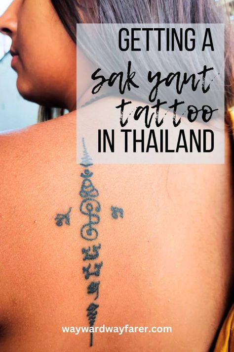 Sak Yant Tattoo in Thailand: All You Need to Know Before You Go – wayward wayfarer Thailand Travel Tattoo, Holy Tattoos, Thai Tattoos, Yantra Tattoo, Hanuman Tattoo, Mount Meru, Bamboo Tattoo, Thailand Tattoo, Sak Yant Tattoo