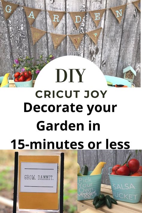 #sponsored Create fun garden decor easily and in less than 15 minutes with the Cricut Joy! From banners to garden markers and signs to so much more. The compact Cricut Joy size makes it a breeze to be creative anywhere in the home. #cricutcreated #cricutathome Fun Garden Decor, Gift Hacks, Garden Party Decorations, Garden Markers, Cricut Joy, Banner Sizes, Diy Cricut, Upcycled Crafts, Craft Table