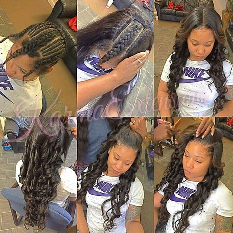 3 part;natural looking sew in Sew In Braid Pattern, Sew In Braids, Cabello Afro Natural, Sew In Hairstyles, Sew Ins, Hair Done, Braids With Weave, Haircut And Color, Black Hairstyles