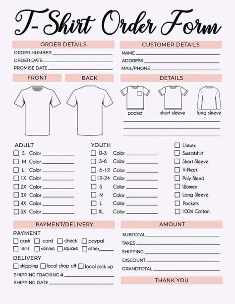 Shirt Order Form, Tshirt Printing Business, Business Printables, Startup Business Plan, Packaging Ideas Business, Projets Cricut, Small Business Plan, Small Business Packaging Ideas, Small Business Inspiration