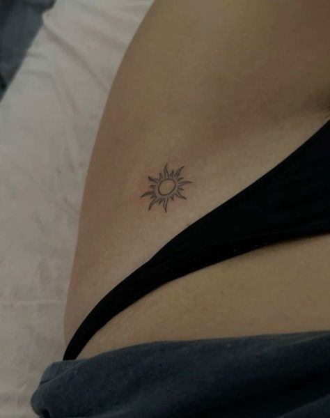 Small Cute Thigh Tattoos, Thigh Tattoos Women Words, Cute Thigh Tattoos Women, Simple Thigh Tattoos Women, Thigh Tattoos Women Writing, Thigh Tattoos Women Small, Small Hip Tattoos Women, Back Of Thigh Tattoo, Butterfly Thigh Tattoo