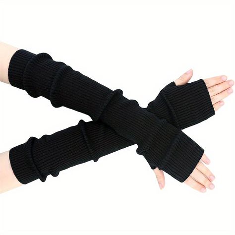 Faster shipping. Better service Emo Arm Warmers, Black Gloves Fingerless, Black Arm Warmers, Fingerless Long Gloves, Black Arm Sleeve, Knitted Arm Warmers, Long Fingerless Gloves, Birthday Fit, Gloves For Women