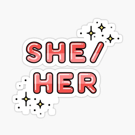 She Her Pronouns, Lgbt Sticker, Star Stickers, Sticker Design, Saddle, Dandelion, Vinyl Sticker, Screen, Stars