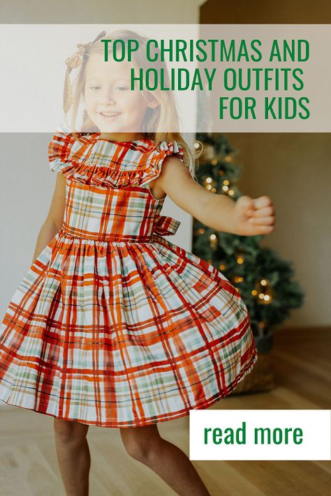 Discover the cutest girls holiday outfits and dresses to make your holidays extra merry! Our top picks for holiday outfits for kids are here. Girls Holiday Outfits, Hanukkah Outfits, Girls Holiday Outfit, Kids Christmas Dress, Christmas Tartan, Kids Fashion Blog, Bib Dress, Red And Green Christmas, Girls Holiday