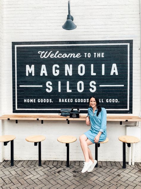 What To Wear To Magnolia Silos, Magnolia Trip, Style Denim Dress, Magnolia Silos, Silo House, Chip And Jo, Magnolia Farms, Magnolia Market, Birthday Trip