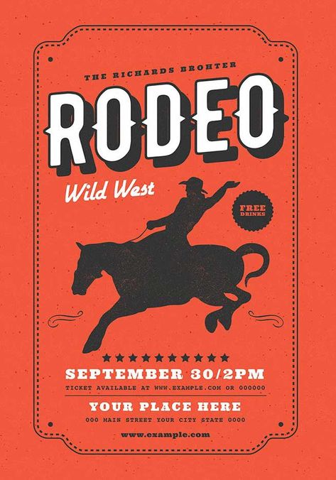 Club Party Flyer, Rodeo Poster, Cowboy Posters, Western Posters, Rodeo Party, Rodeo Events, Country Party, Western Font, Music Flyer