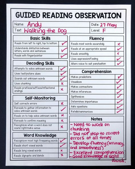 My Teaching Pal on Instagram: “GUIDED READING OBSERVATIONS 📚If you want to up your guided reading game, my assessment packet is full of purposeful tools for you to use to…” Diverse Learners, Tracking Reading, Assessment Strategies, Guided Reading Lessons, Reading Tutoring, Reading Assessment, Guided Reading Groups, Reading Specialist, Chaos Coordinator