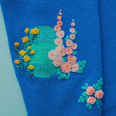 This is one of my own sweaters, and a favourite of mine. It was my first visible mending project that was bigger than a small hole or two.… | Instagram Visible Mending Small Hole, Diy Clothes Refashion, Visible Mending, October 23, Embroidery Ideas, Refashion Clothes, Fell In Love, My Profile, Step By Step Instructions