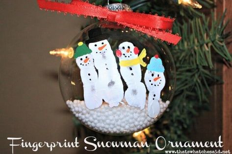 Fingerprint Ornament, Diy Snowman Ornaments, Chocolate Ornament, Handprint Ornaments, Ornament Snowman, Diy Snowman, 25 Days Of Christmas, Snowman Ornament, Ornament Tutorial