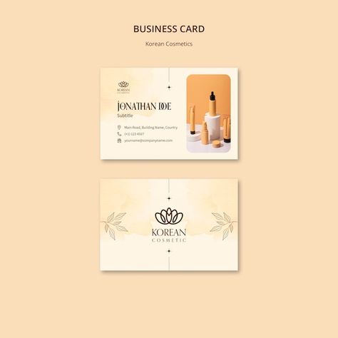 Cosmetic Business Cards, Cosmetics Business, Skin Care Business, Korean Cosmetics, Business Card Template, Free Psd, Card Template, Graphic Resources, Business Card