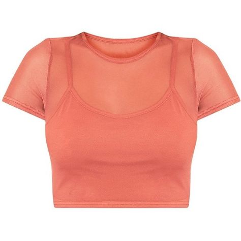 Marita Deep Peach Mesh Cropped 2 in 1 T Shirt (2870 DZD) ❤ liked on Polyvore featuring tops, crop top, shirts, blusas, red shirt, red crop shirt, red top, mesh crop top and peach top Red Mesh Top, Peach Crop Top, Peach Top, Peach Shirt, Shirts Crop, Cropped Shirts, Red Crop Top, Mesh Crop Top, Mesh Shirt