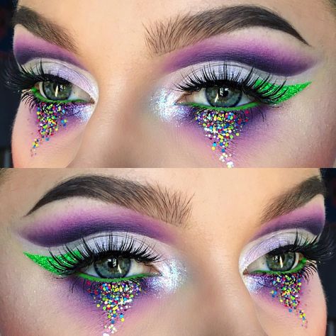 7,302 Likes, 149 Comments - ALYSSA🍓🍦 (@alyssamarieartistry) on Instagram: “Primer: @benefitcosmetics Air Patrol and @suvabeauty Hydra Cream Base in Stencil Shadows: Purple…” Perfect Skin Makeup, Beautiful Lies, Mardi Gras Makeup, Fantasy Make-up, Female Joker, Joker Makeup, Joker Costume, Mardi Gras Outfits, Make Up Inspiration