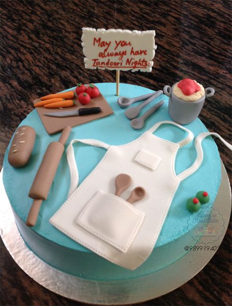 Cook Themed Cake, Baker Birthday Cake Ideas, Chef Cakes Ideas, Cooking Theme Cake Design, Cake For Chef Birthday, Cake For Baker Birthday, Bakers Birthday Cake Ideas, Birthday Cake For A Baker, Cooking Themed Cake