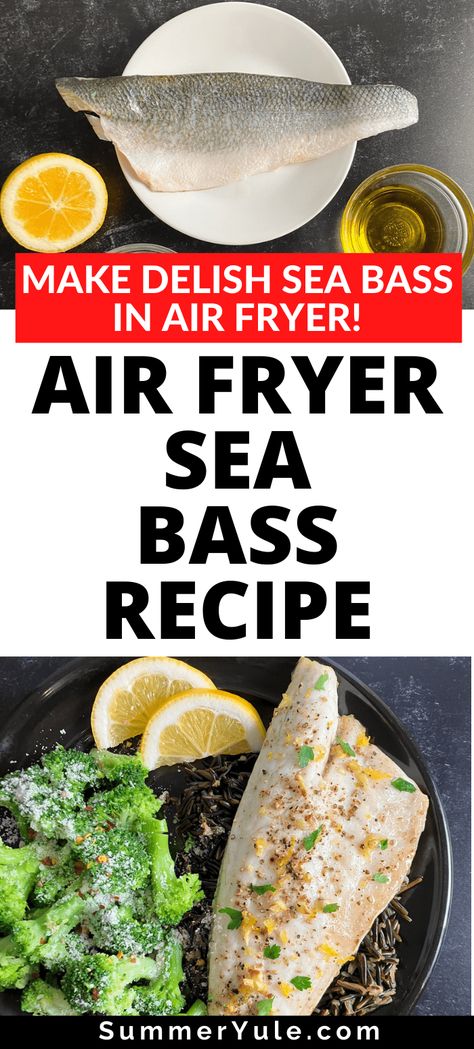 Black Sea Bass Recipe Air Fryer, Air Fryer Sea Bass Fillets, Air Fried Sea Bass Recipes, Frozen Sea Bass Recipes, Sea Bass In Air Fryer, Air Fry Sea Bass Recipes, Branzino Recipe Filet Air Fryer, Seabass Recipe Airfryer, How To Cook Sea Bass Fillets