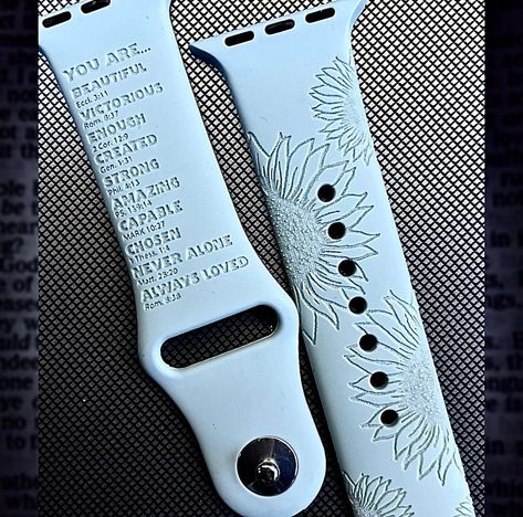 "NEW DESIGN \"You are Beautiful...\" scripture band For Apple Watch 🥰 Available for all series even 7th gen You can pick any color for your band!! Message me if you're interested In this design or have ideas of your own ❤️ Checkout S&S CaseS Facebook page for more products Visit our website: s-scases.com Visit our IG: s_scases ❤️❤️❤️❤️" Watch Band Engraving Ideas, You Are Beatiful, Cute Apple Watch Bands, Christian Accessories, Accessory Inspo, Laser Engraved Gifts, Laser Cut Wood Crafts, Laser Engraved Ideas, Beautiful Scripture