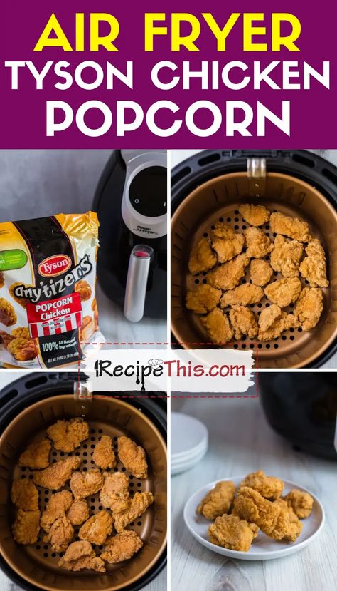 Recipe This | Tyson Popcorn Chicken In Air Fryer Popcorn Chicken Air Fryer, Chicken In An Air Fryer, Chicken In Air Fryer, Frozen Popcorn, Chicken Air Fryer, Panini Recipes Chicken, Tyson Chicken, Popcorn Chicken Recipe, Chicken Crispy