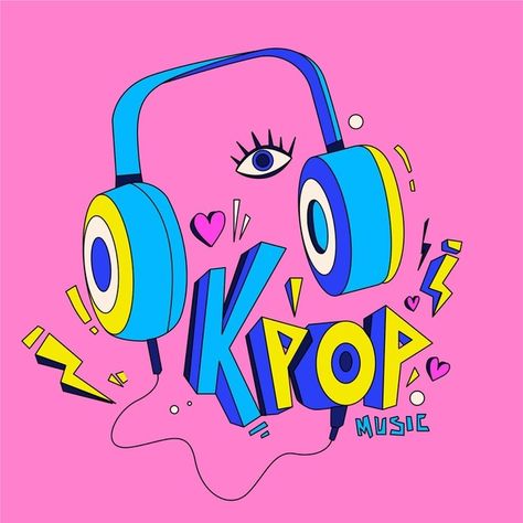 K Pop Illustration, Pop Music Wallpaper, K Pop Logo, Pop Music Aesthetic, Logo Musik, Pop Logo, Kpop Logo, 90s Art, Prints Pink