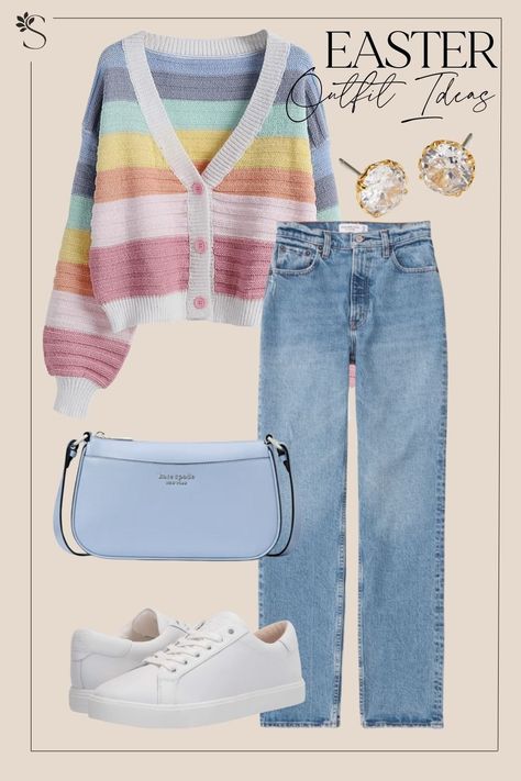 Easter Outfit Ideas - To Hide Eggs Easter Cold Weather Outfit, Easter Casual Outfit, Cold Weather Easter Outfit, Easter Egg Hunt Outfit Women, Easter Comfy Outfit, Easter Streetwear Outfit, Cozy Easter Outfit, Trendy Pastel Sweater For Spring, Outfits For Easter